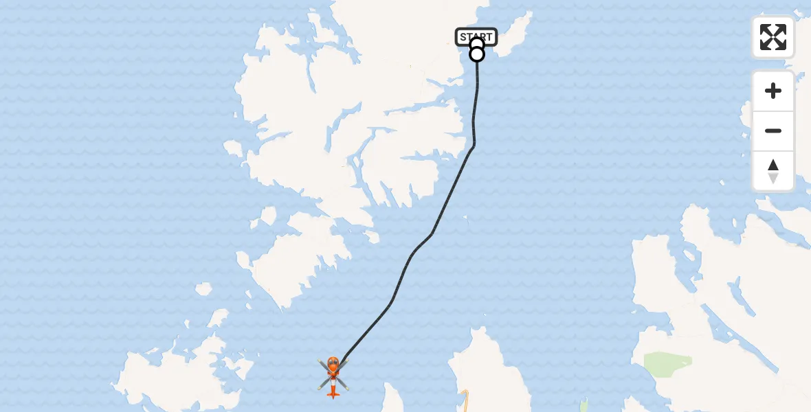 Flight route Coastguard Helicopter Stornoway Airport - Inner Seas, 10 October 2026, 18:43
