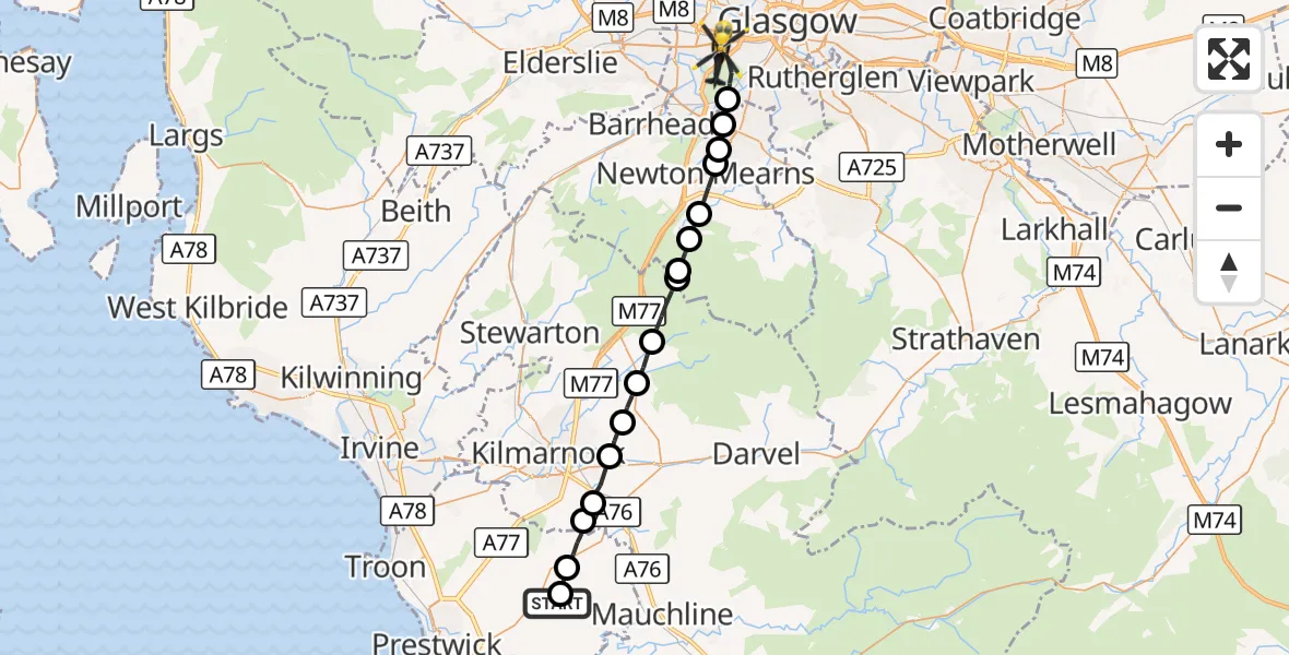 Flight route Police Helicopter Fail - Glasgow, 11 October 2026, 03:25
