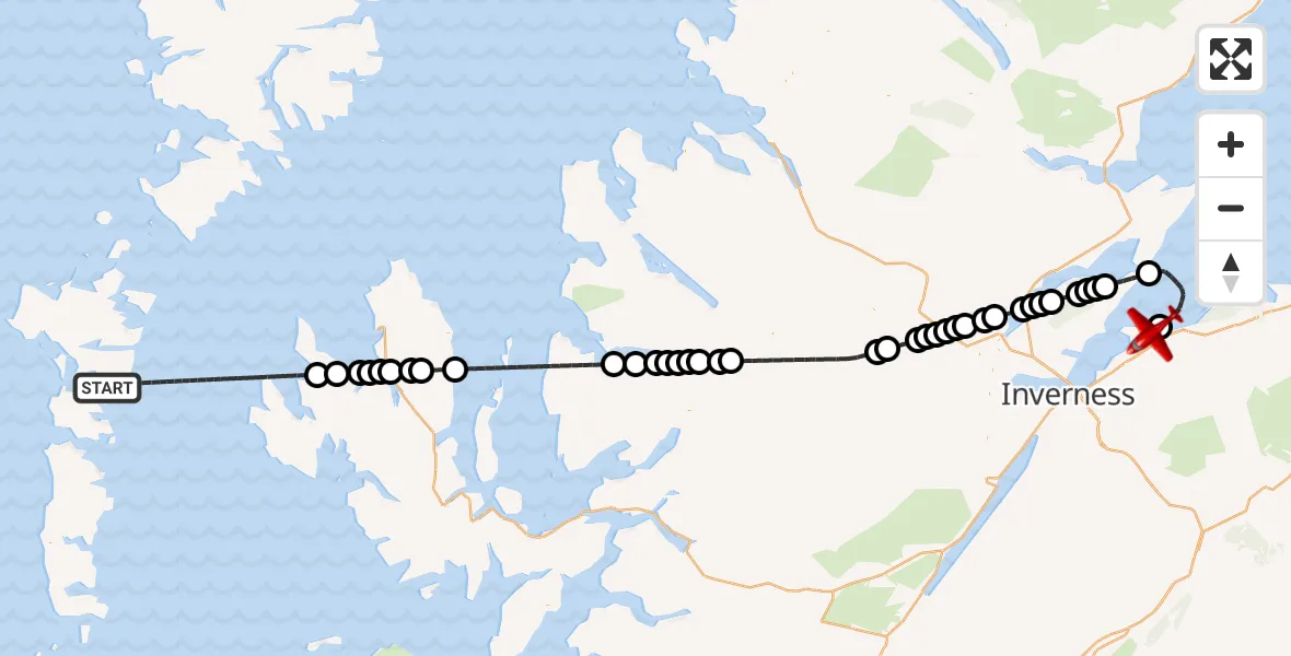 Flight route Air Ambulance Aircraft Inner Seas - Delnies, 11 October 2026, 10:02