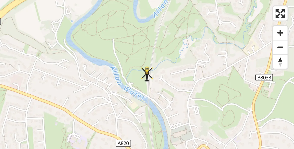Flight route Police Helicopter Dunblane - Dunblane, 11 October 2026, 10:09