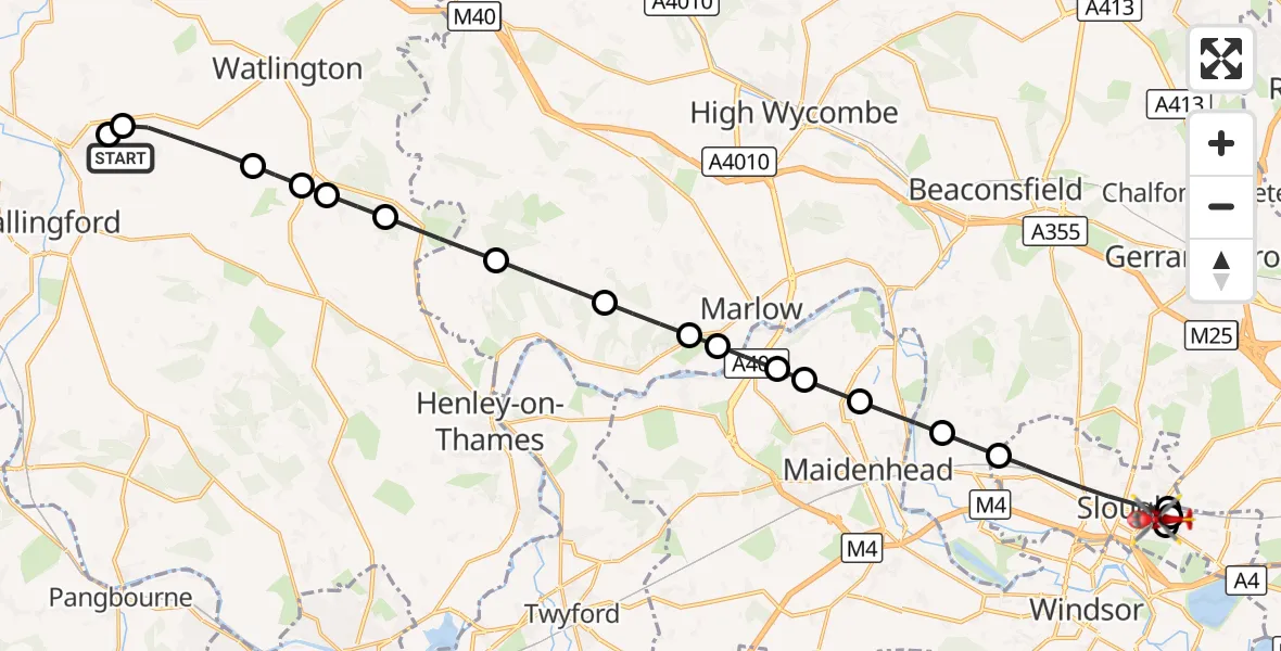 Flight route Air Ambulance Helicopter RAF Benson - Slough, 11 October 2026, 10:21