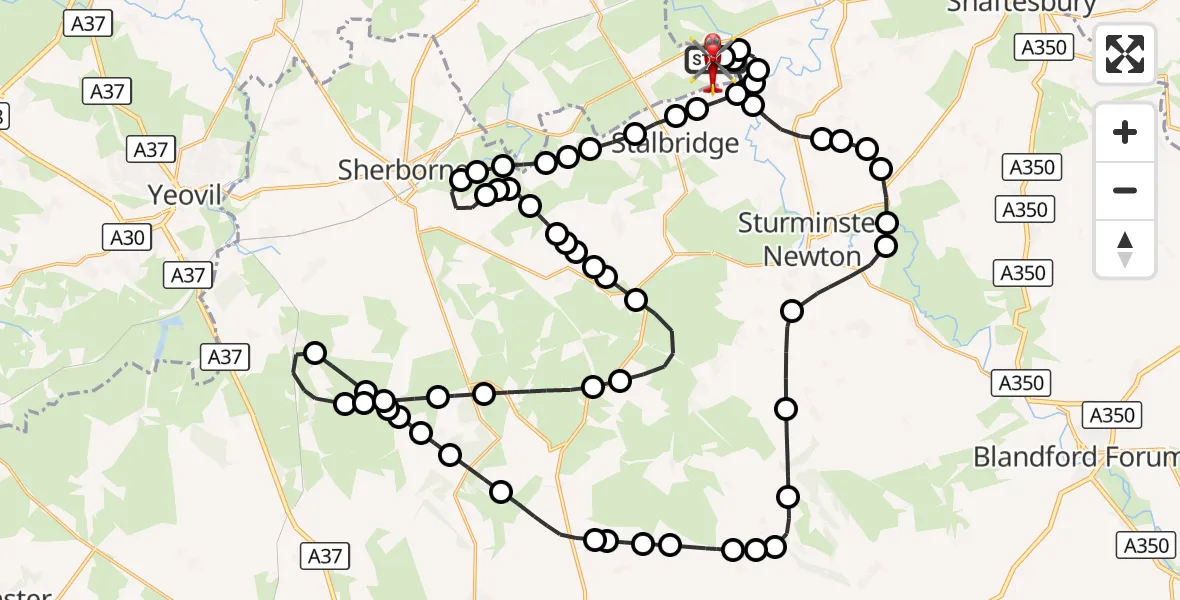 Flight route Air Ambulance Helicopter Henstridge Airfield - Henstridge Airfield, 11 October 2026, 10:52