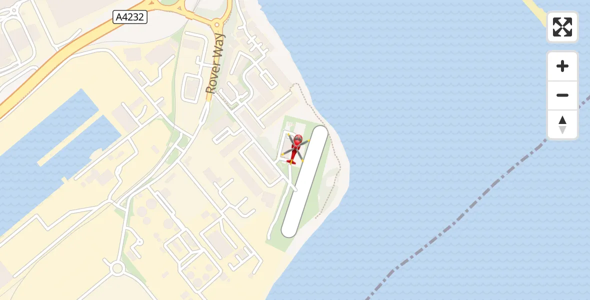 Flight route Air Ambulance Helicopter Cardiff Heliport - Cardiff Heliport, 11 October 2026, 11:09