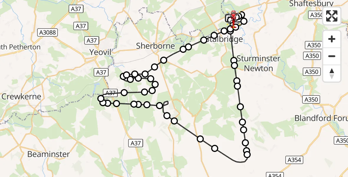 Flight route Air Ambulance Helicopter Henstridge Airfield - Henstridge Airfield, 11 October 2026, 12:19