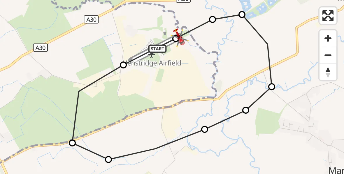 Flight route Air Ambulance Helicopter Henstridge Airfield - Henstridge Airfield, 11 October 2026, 12:57