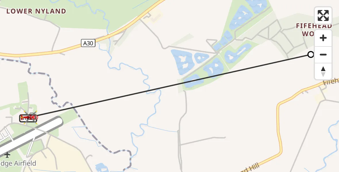 Flight route Air Ambulance Helicopter Henstridge Airfield - Henstridge Airfield, 11 October 2026, 13:19
