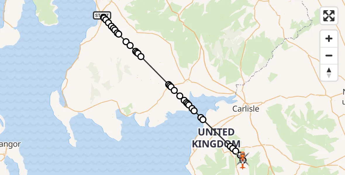 Flight route Coastguard Helicopter Glasgow Prestwick Airport - Glenridding, 11 October 2026, 14:08