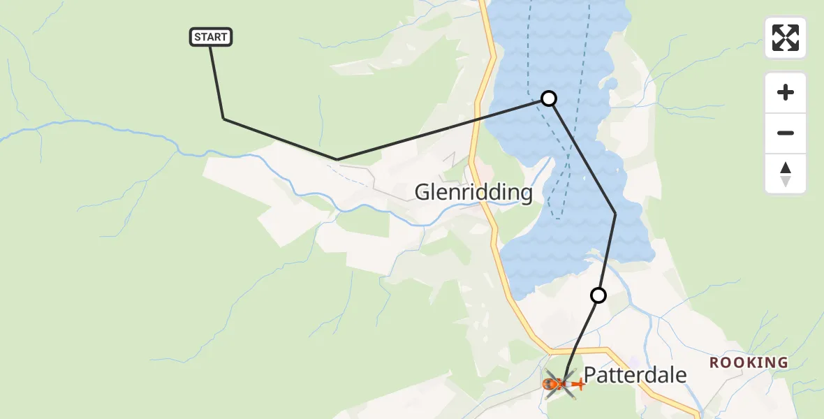 Flight route Coastguard Helicopter Glenridding - Glenridding, 11 October 2026, 14:53