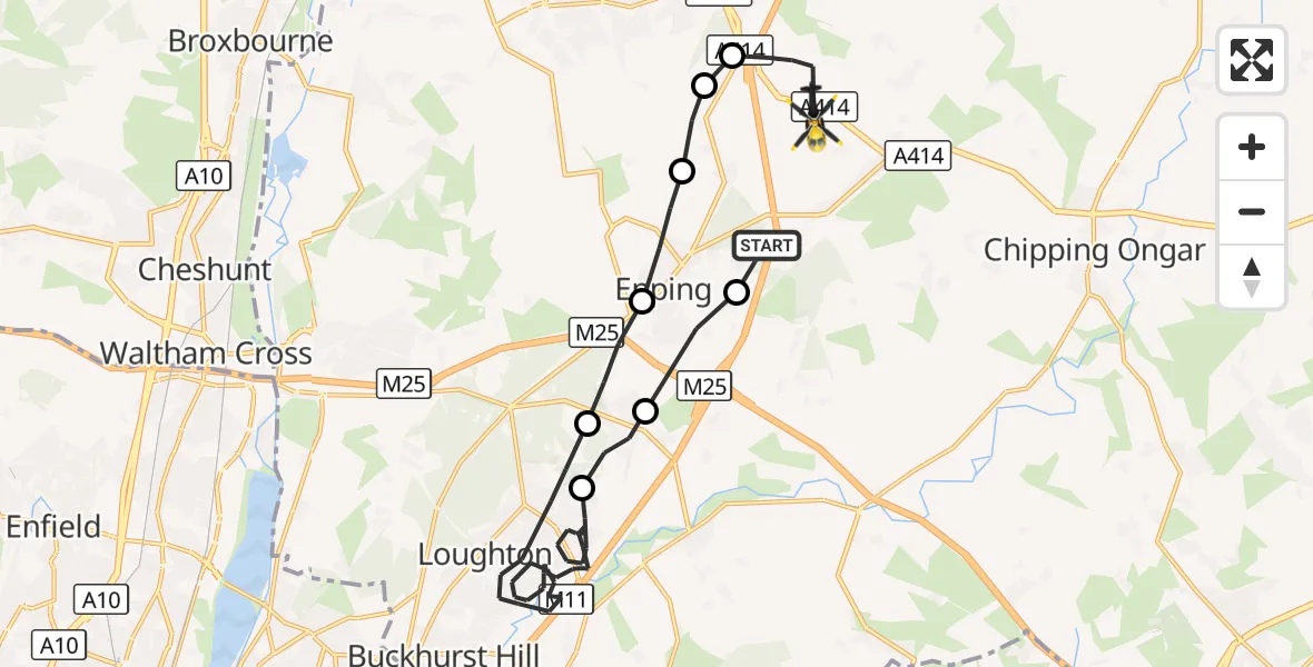 Flight route Police Helicopter North Weald Bassett - North Weald Bassett, 11 October 2026, 15:15