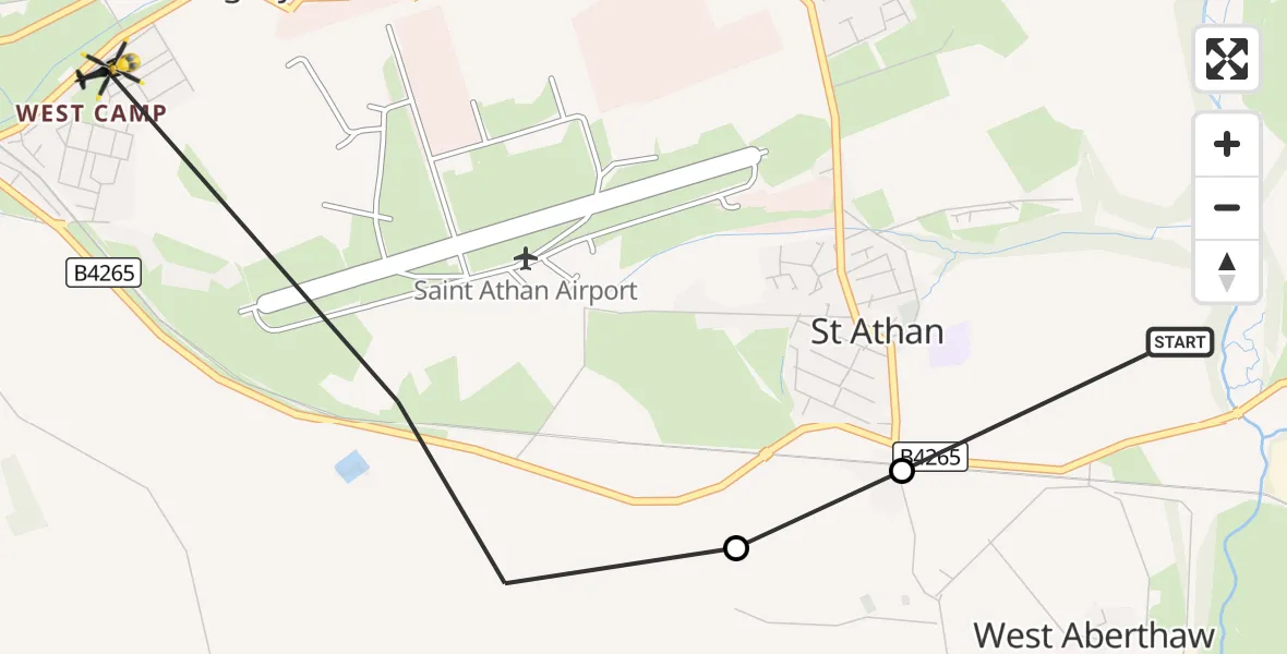Flight route Police Helicopter West Aberthaw - Boverton, 11 October 2026, 15:31