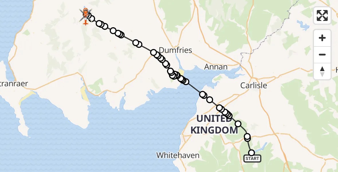 Flight route Coastguard Helicopter Glenridding - East Ayrshire, 11 October 2026, 15:38