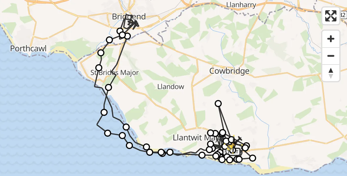 Flight route Police Helicopter MOD St Athan - MOD St Athan, 11 October 2026, 16:31