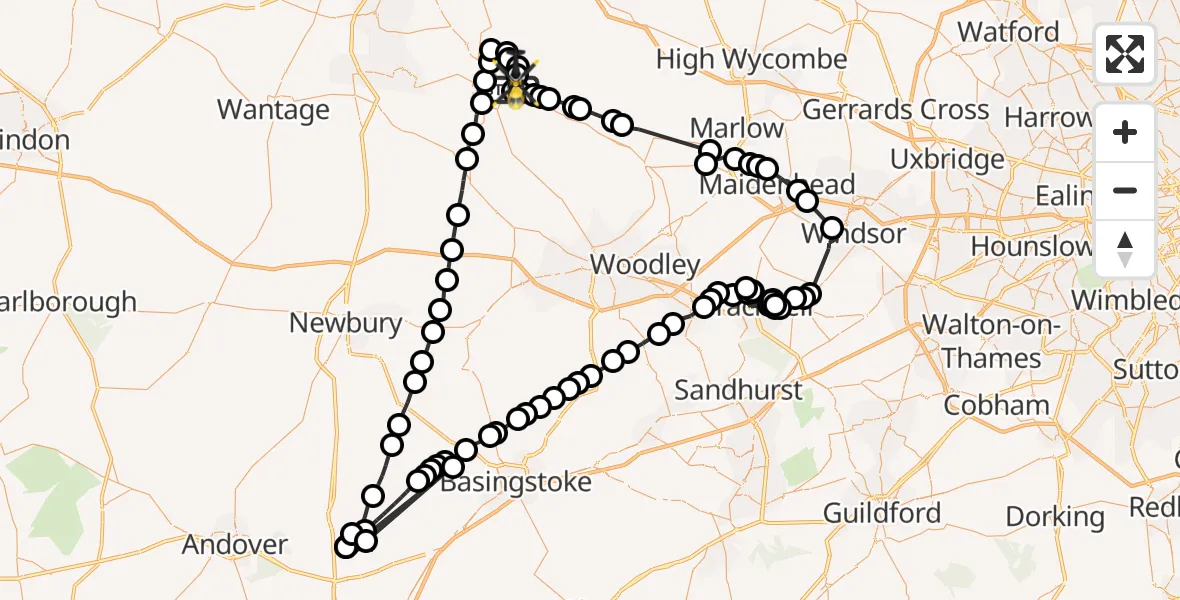 Flight route Police Helicopter RAF Benson - RAF Benson, 11 October 2026, 21:45
