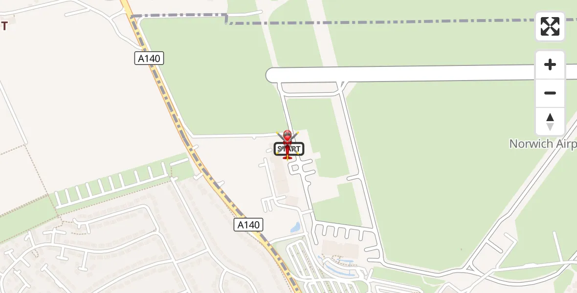 Flight route Air Ambulance Helicopter Norwich Airport - Norwich Airport, 12 October 2026, 07:24