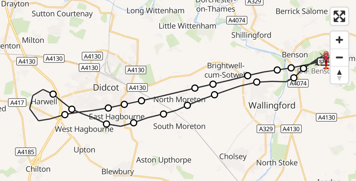 Flight route Air Ambulance Helicopter RAF Benson - RAF Benson, 12 October 2026, 08:21