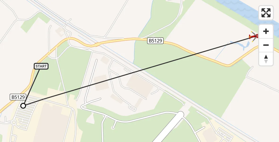 Flight route Air Ambulance Helicopter Hawarden Airport - Saltney Ferry, 12 October 2026, 09:30