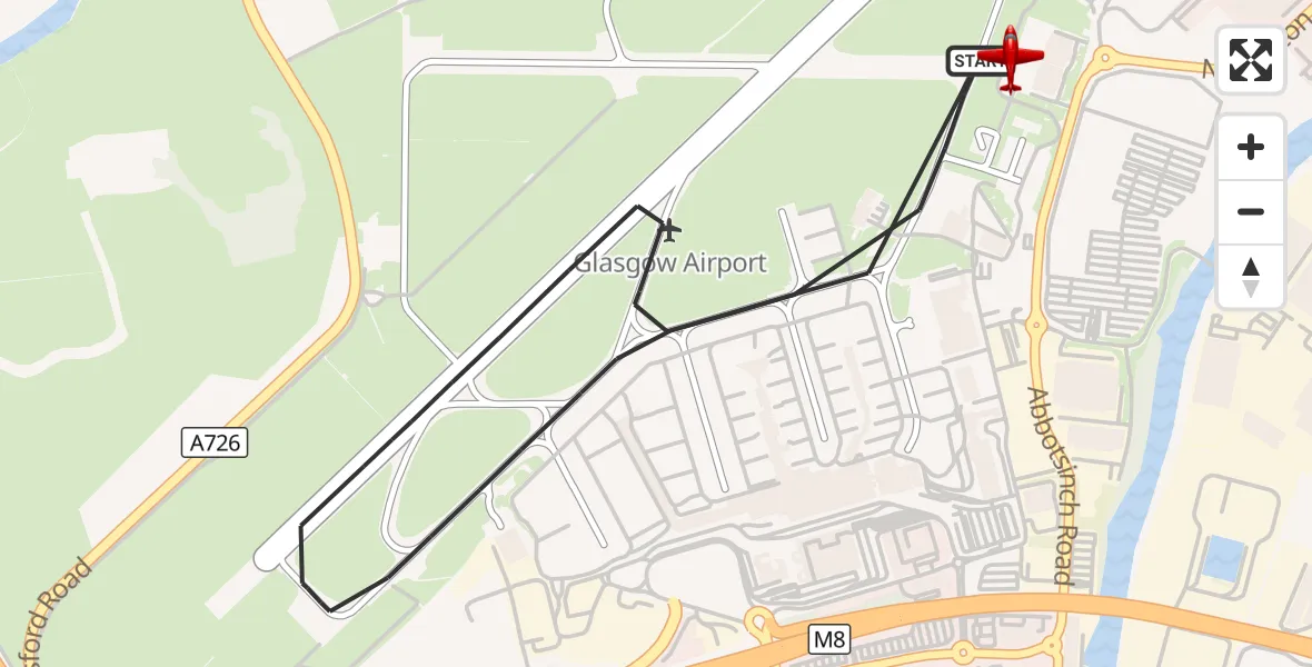Flight route Air Ambulance Aircraft Glasgow Airport - Glasgow Airport, 12 October 2026, 14:26