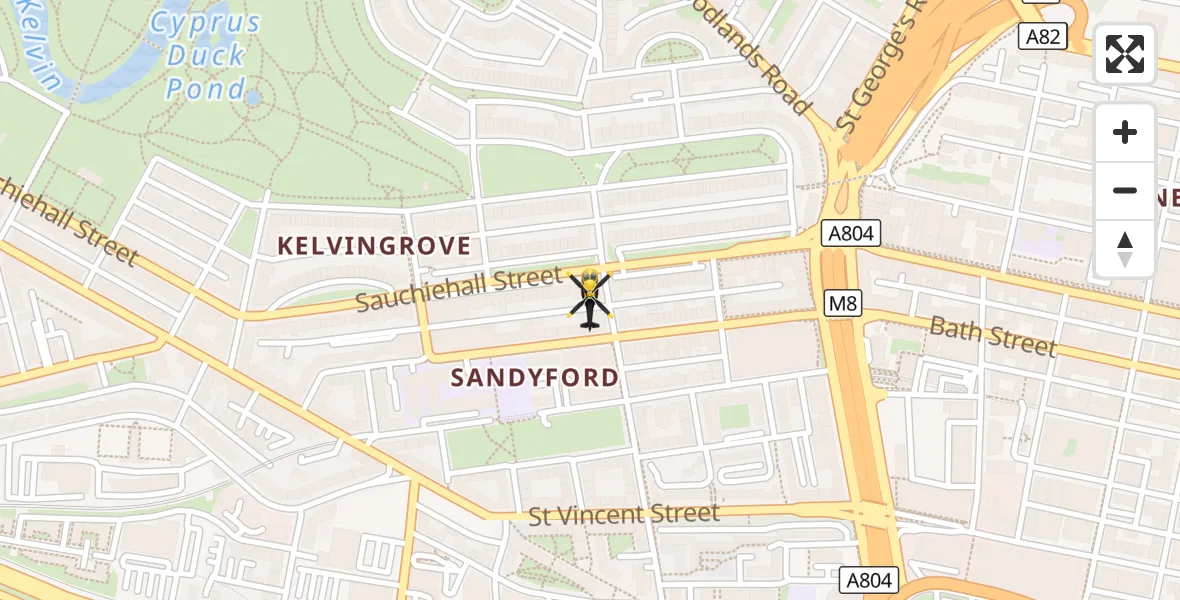 Flight route Police Helicopter Glasgow - Glasgow, 12 October 2026, 16:36