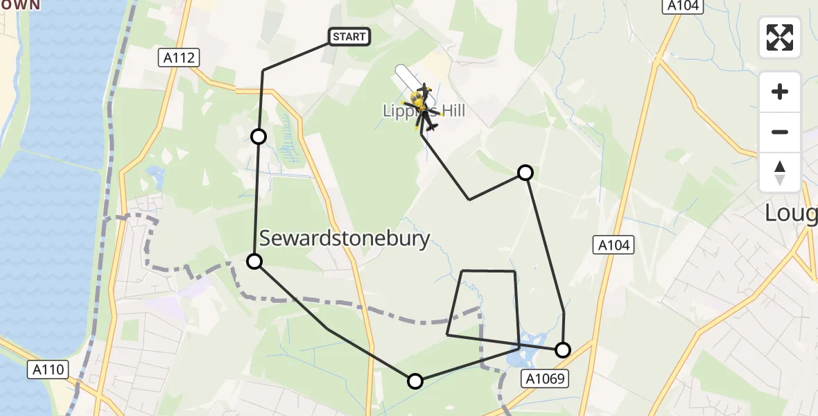 Flight route Police Helicopter Sewardstonebury - Metropolitan Police Air Support Unit Lippitts Hill, 13 October 2026, 10:13