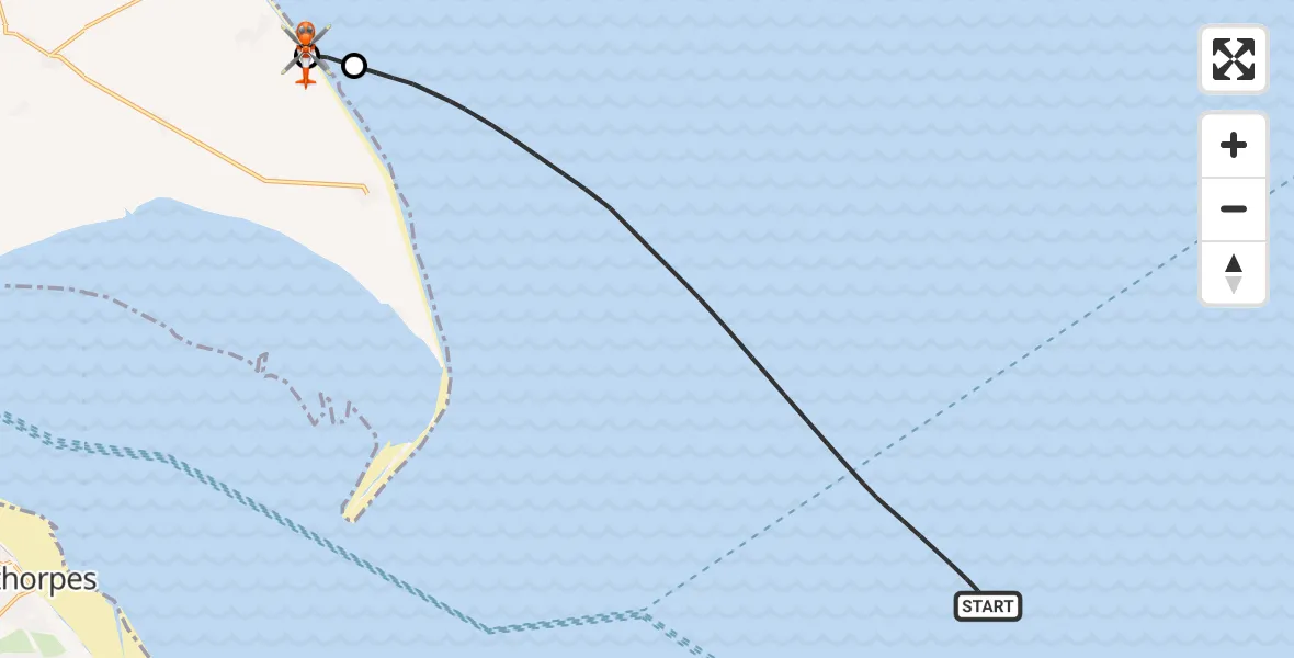 Flight route Coastguard Helicopter North Sea - Holmpton, 13 October 2026, 14:16