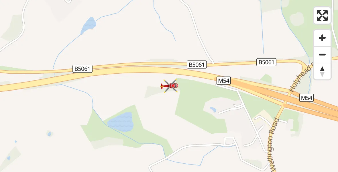 Flight route Air Ambulance Helicopter Leaton - Leaton, 13 October 2026, 14:57