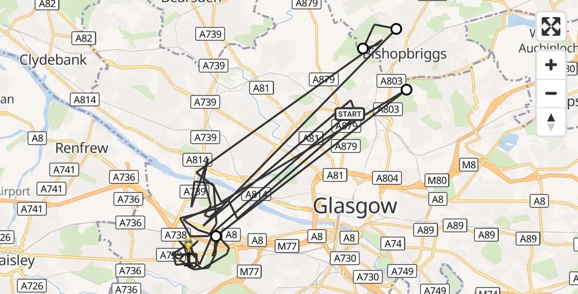 Flight route Police Helicopter Glasgow - Glasgow, 13 October 2026, 15:01