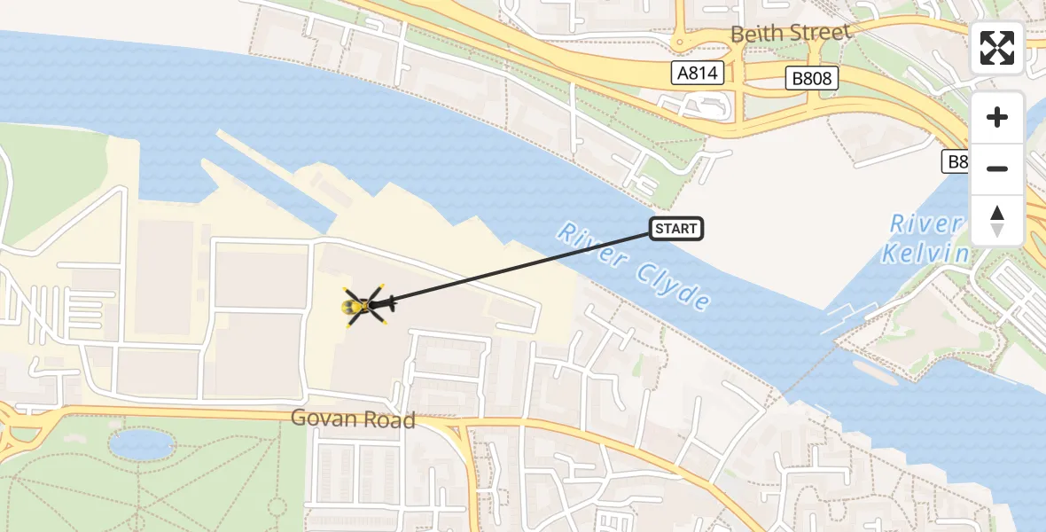 Flight route Police Helicopter Glasgow - Glasgow, 13 October 2026, 15:19