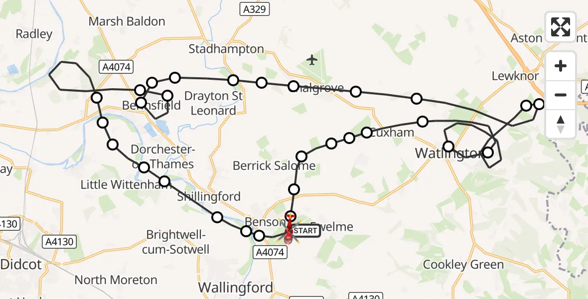 Flight route Air Ambulance Helicopter RAF Benson - RAF Benson, 13 October 2026, 17:31