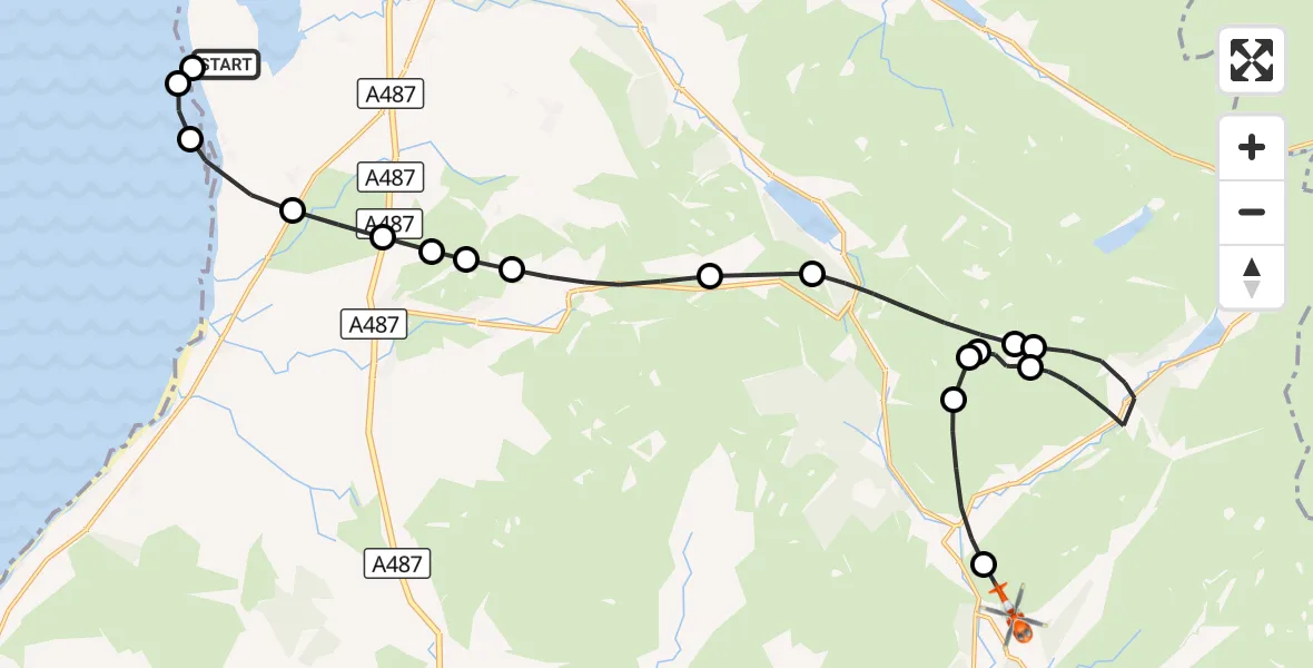 Flight route Coastguard Helicopter Caernarfon Airport - Nantmor, 13 October 2026, 18:15