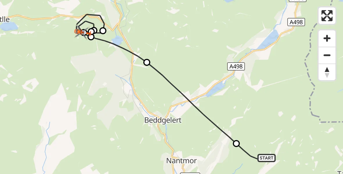 Flight route Coastguard Helicopter Croesor - Rhyd-ddu, 13 October 2026, 18:52