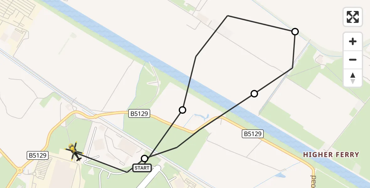 Flight route Police Helicopter Hawarden Airport - Sandycroft, 13 October 2026, 20:48