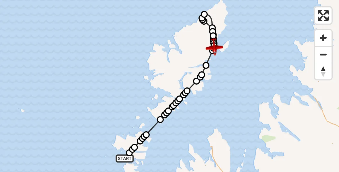 Flight route Air Ambulance Aircraft North Atlantic Ocean - Stornoway Airport, 13 October 2026, 21:35