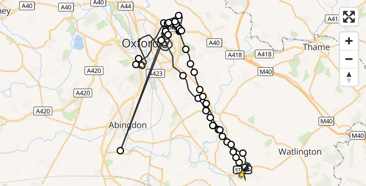 Flight route Police Helicopter RAF Benson - Benson, 13 October 2026, 22:08