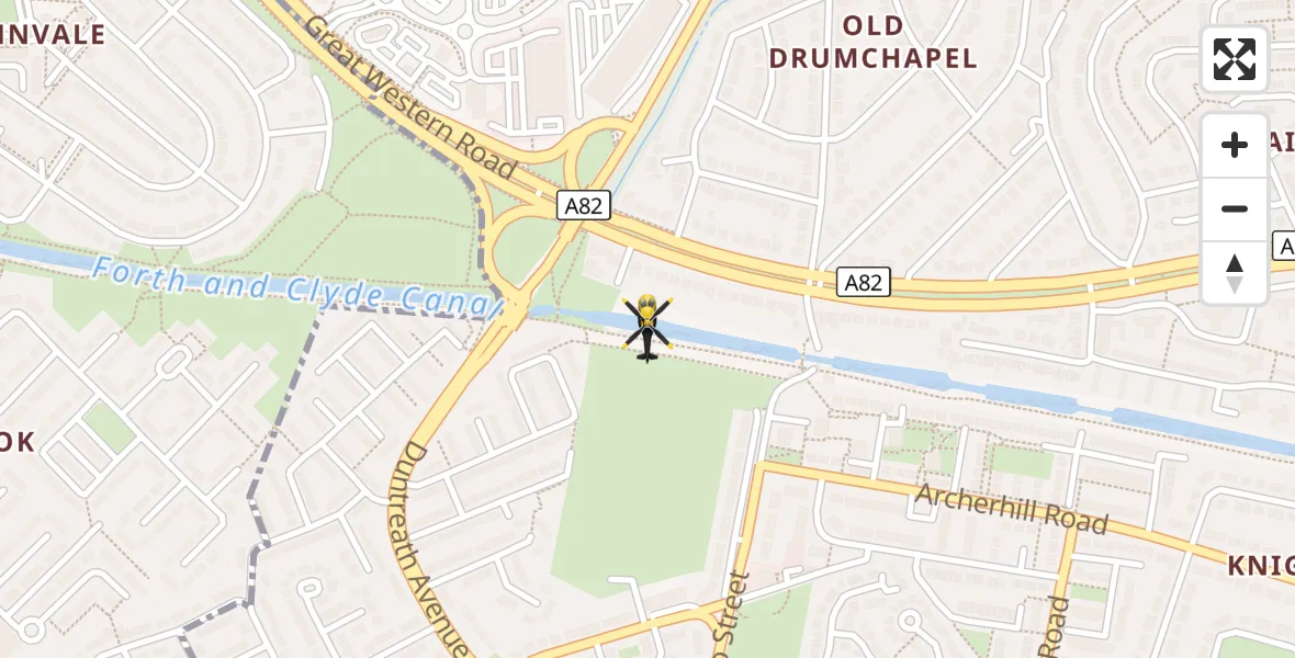 Flight route Police Helicopter Glasgow - Glasgow, 14 October 2026, 00:09