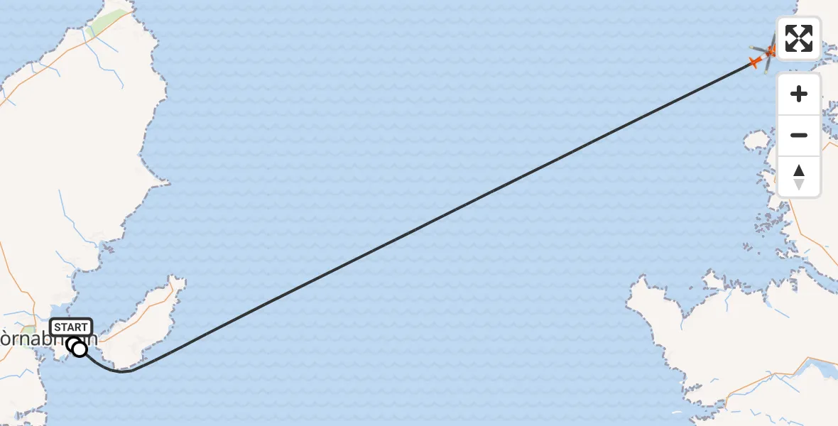 Flight route Coastguard Helicopter Stornoway Airport - Inner Seas, 14 October 2026, 11:42