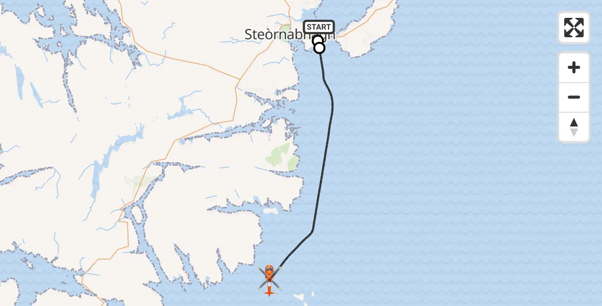 Flight route Coastguard Helicopter Stornoway Airport - Inner Seas, 14 October 2026, 13:53