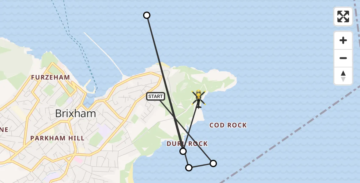 Flight route Police Helicopter Brixham - Brixham, 14 October 2026, 13:58