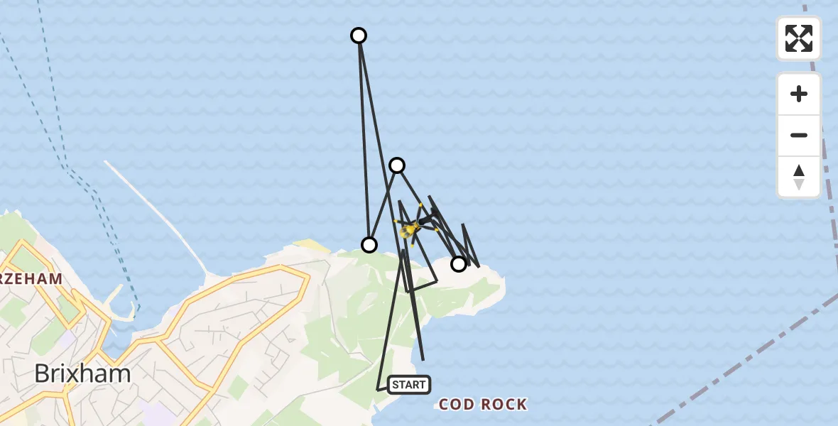 Flight route Police Helicopter Brixham - Brixham, 14 October 2026, 14:01