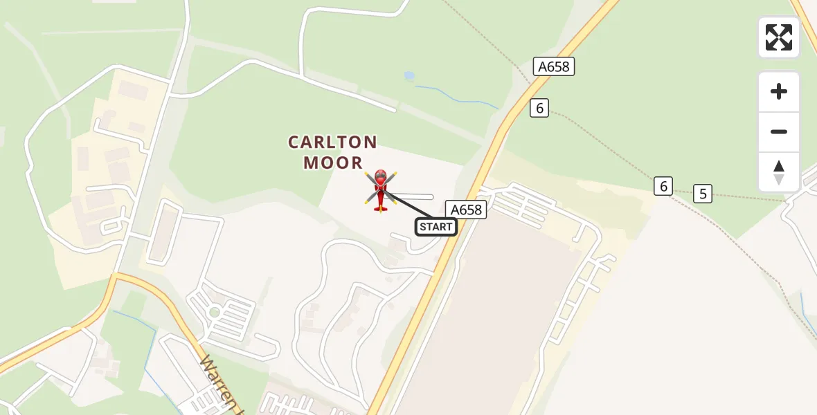 Flight route Air Ambulance Helicopter Leeds Heliport - Leeds Heliport, 14 October 2026, 14:18