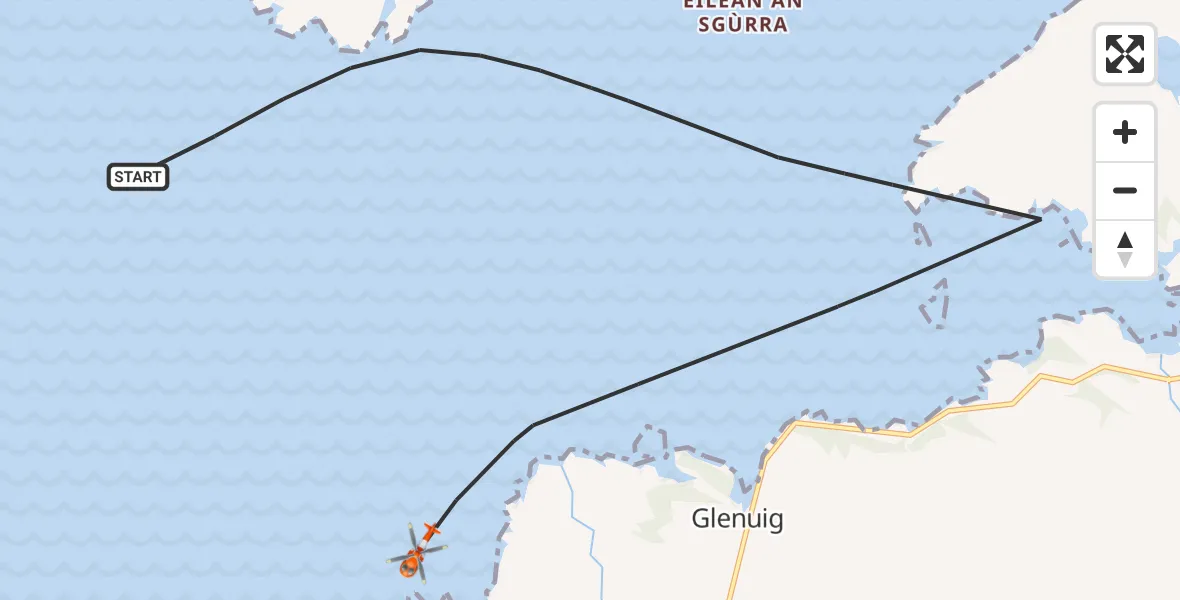 Flight route Coastguard Helicopter Inner Seas - Inner Seas, 14 October 2026, 15:22