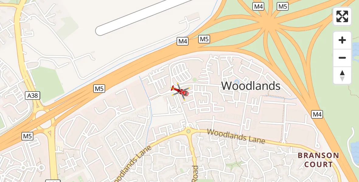 Flight route Air Ambulance Helicopter Almondsbury Helicopter Base - Almondsbury Helicopter Base, 14 October 2026, 16:15
