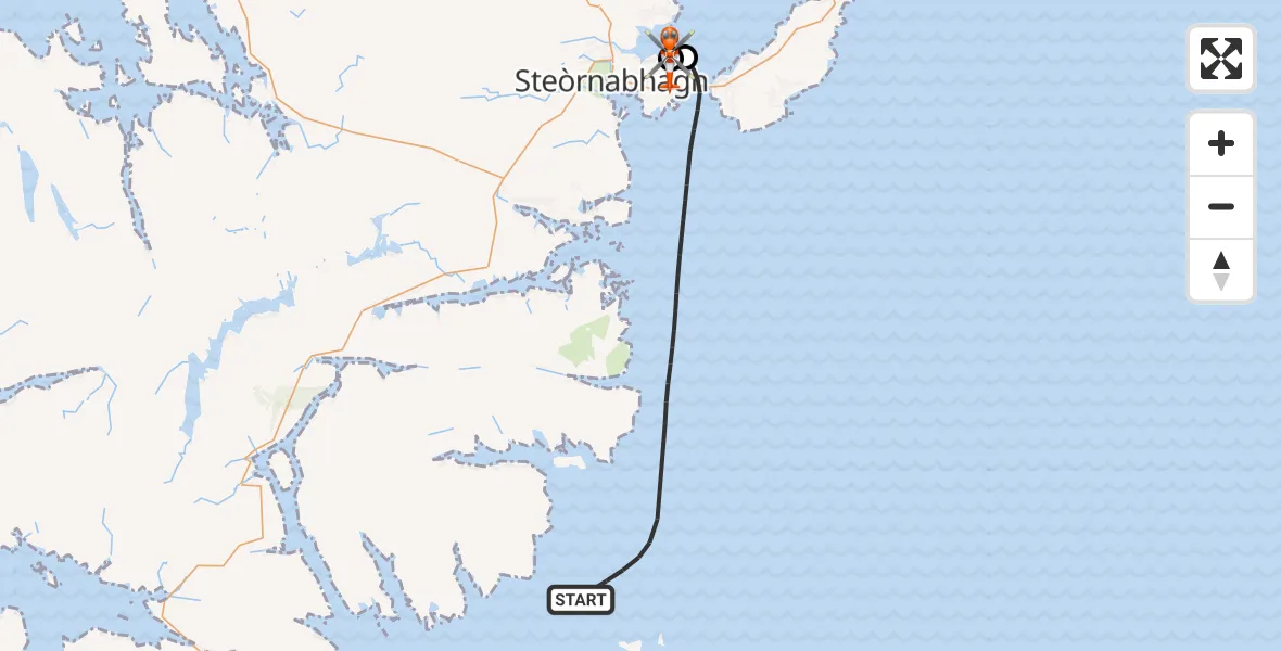 Flight route Coastguard Helicopter Inner Seas - Stornoway Airport, 14 October 2026, 16:31