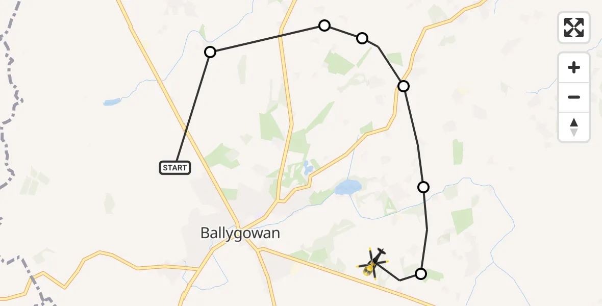 Flight route Police Helicopter Ballygowan - Ballygowan, 14 October 2026, 16:46