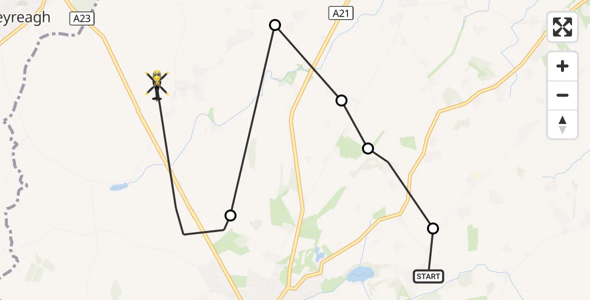Flight route Police Helicopter Comber - Comber, 14 October 2026, 16:50