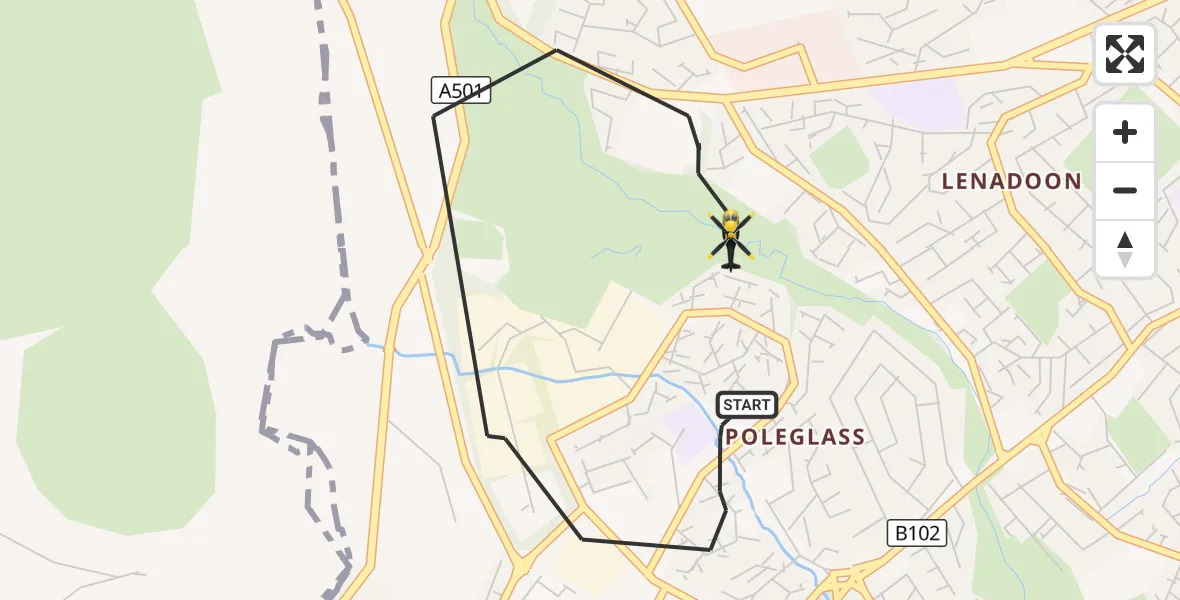 Flight route Police Helicopter Belfast City District - Belfast City District, 14 October 2026, 17:03