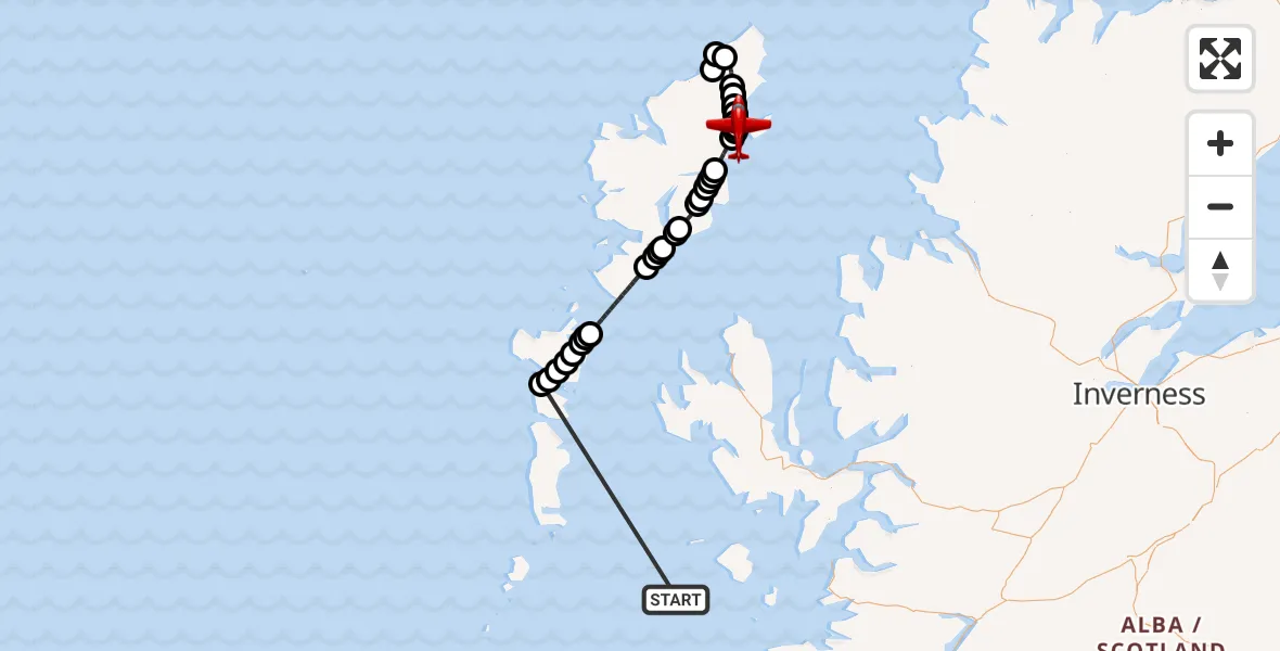Flight route Air Ambulance Aircraft Inner Seas - Stornoway Airport, 14 October 2026, 20:55