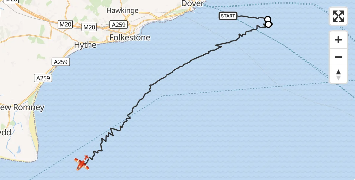 Flight route Coastguard Drone English Channel - English Channel, 15 October 2026, 06:25