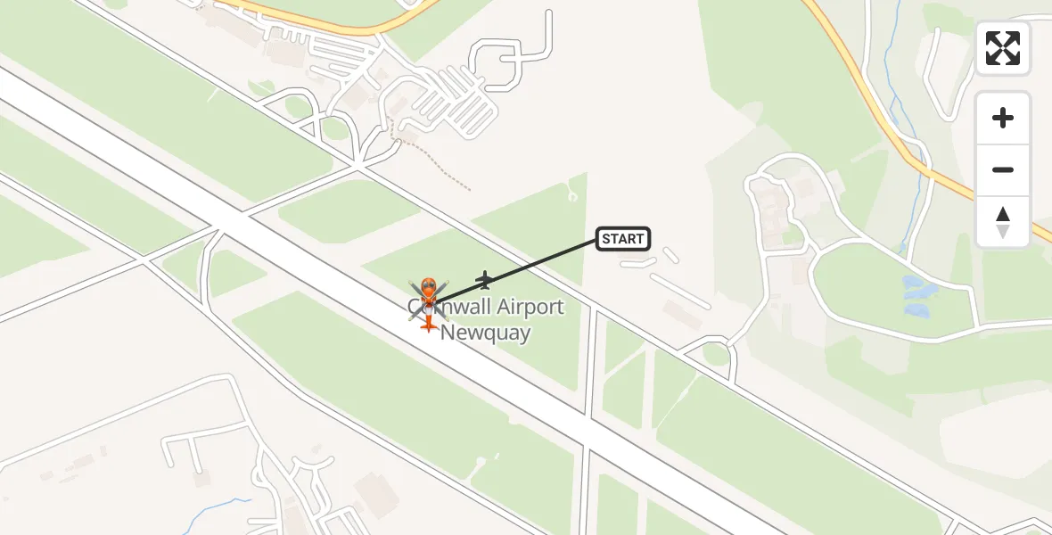 Flight route Coastguard Helicopter Cornwall Airport Newquay - Cornwall Airport Newquay, 15 October 2026, 07:05