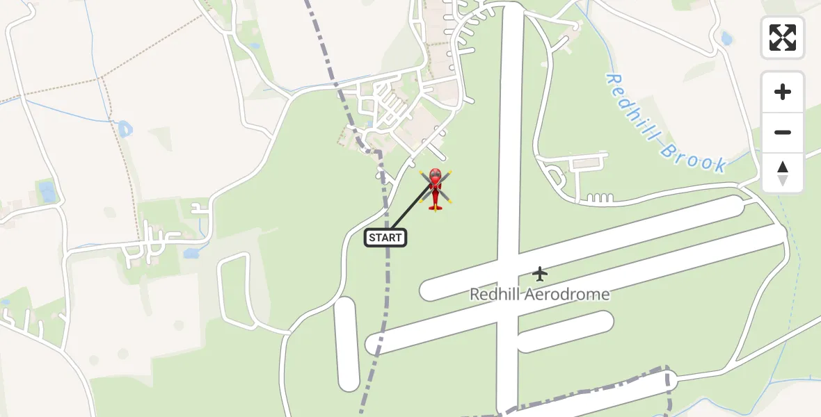 Flight route Air Ambulance Helicopter Redhill Aerodrome - Redhill Aerodrome, 15 October 2026, 07:25