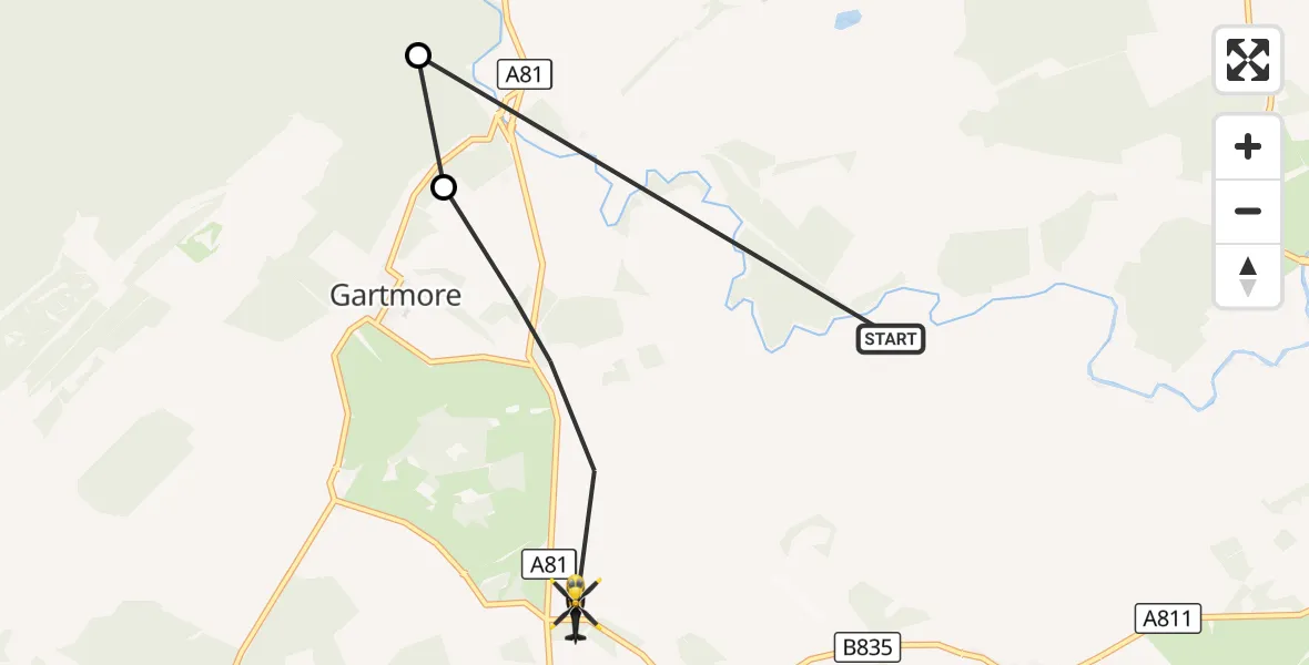 Flight route Police Helicopter Buchlyvie - Stirling, 15 October 2026, 10:08